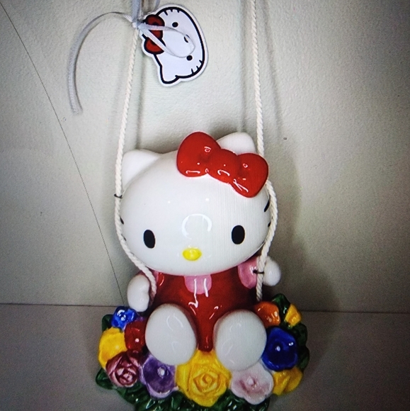 NWT Adorable Hello Kitty on swing ! Made by BLUE SKY ( Rare)with 💐 flowers. - Picture 1 of 11